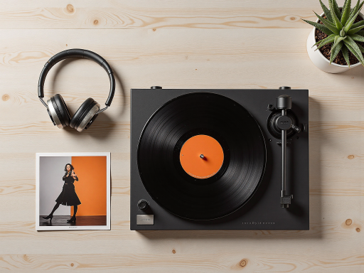 Modern wireless record player with Bluetooth connectivity and sleek black finish